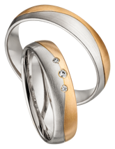 Linden Trauringe / Eheringe Mellingen mit 3 Diamanten - 1166/1167